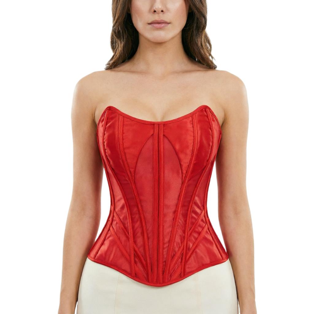 Boning Corset Steel - Kadınlar için Vintage Kraliyet Saten Korse