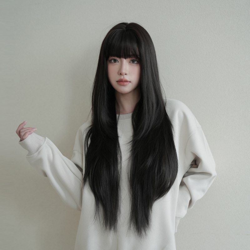 Wig Fiber Net - Kadın peruğu, doğal siyah, sentetik elyaf,